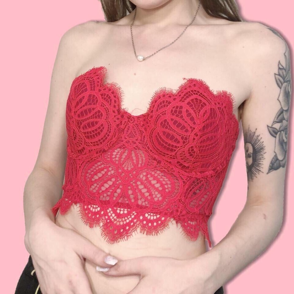 Victoria’s Secret red strapless bustier